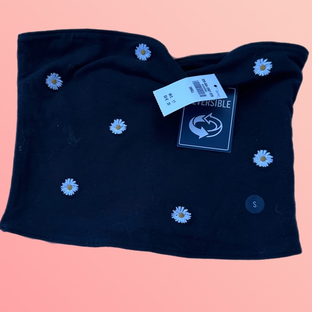 Small Black Embroidered Reverse-able Tube Top